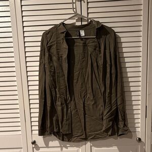 H&M Khaki Button-Up Shirt